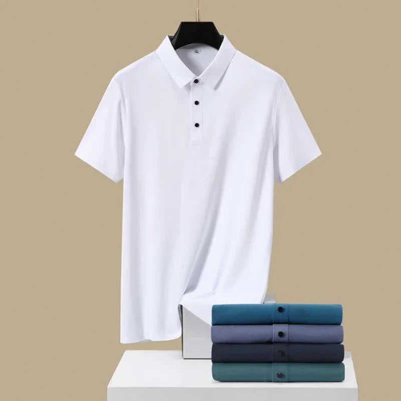 Camisa Polo Masculina em Seda Gelo
